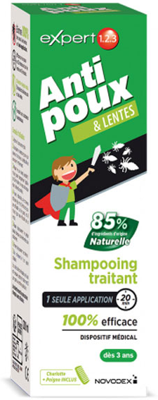 Novodex Expert 1.2.3 Anti-Poux et Lentes Shampoing Traitant 200ml