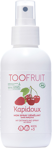 Toofruit Enfant Cheveux Kapidoux Spray Démêlant Fraise Cerise Bio 125ml