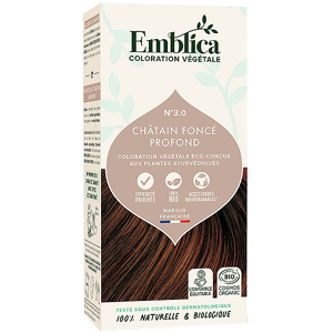 Emblica Coloration Végétale N°3.0 Châtain Foncé Profond Bio 100g