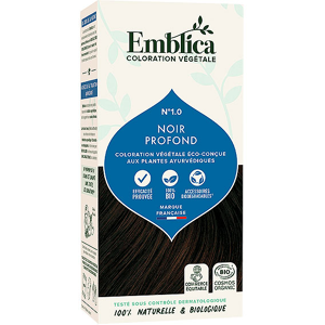 Emblica Coloration Végétale N°1.0 Noir Profond Bio 100g