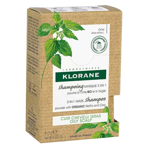 Klorane Ortie Shampoing Poudre Masque 2 en 1 a l'Argile 8 sachets