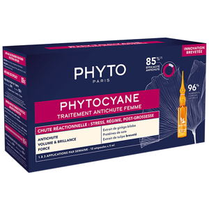 Phyto PhytoCyane Traitement AntiChute Femme Chute Réactionnelle 12 ampoules - Publicité