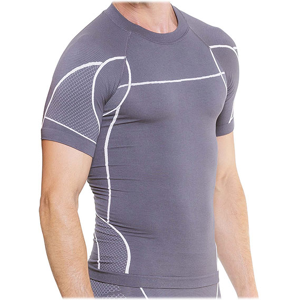 Cellutex T-shirt de Compression Running Gris & Ecru pour Homme Taille S/M