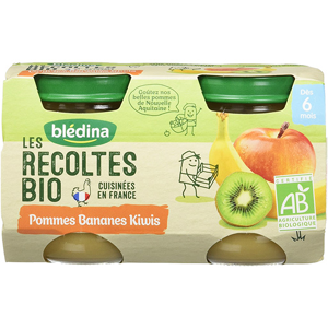 Bledina Les Recoltes Bio Pot Compote Pommes Bananes Kiwi +6m 2 x 130g