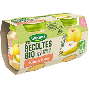 Bledina Les Recoltes Bio Pot Compote Pommes Poires +4m 2 x 130g