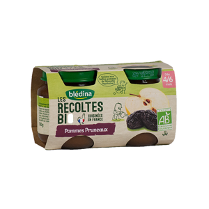 Bledina Les Recoltes Bio Pot Compote Pommes Pruneaux +4m 2 x 130g