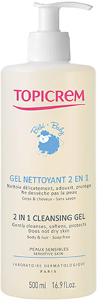 Topicrem Soins Bébé Bio Gel Nettoyant 2 en 1 500ml