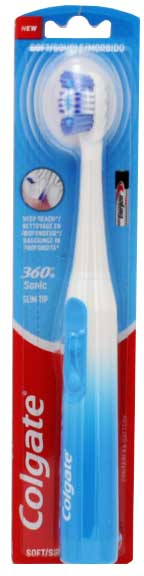 Colgate Brosse à Dents Electrique à Pile 360° Sonic Slim Tip Souple