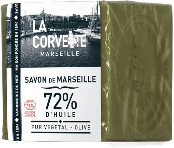 La Corvette Marseille Cube de Savon de Marseille Olive Filmé 200g