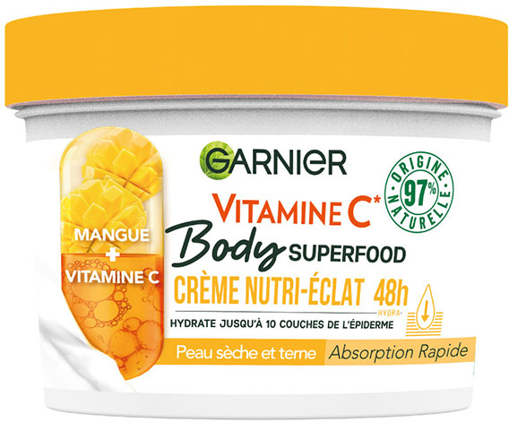 Garnier Body Superfood Crème nutri-éclat Mangue et Vitamine C 380ml