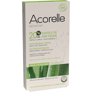 Acorelle Epilation Bandes de Cire Froide Visage et Petites Zones Bio 20 bandes