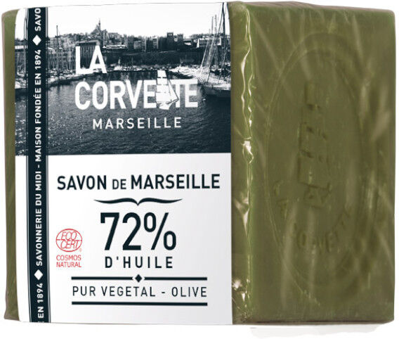 La Corvette Marseille Cube de Savon de Marseille Olive Filmé 200g