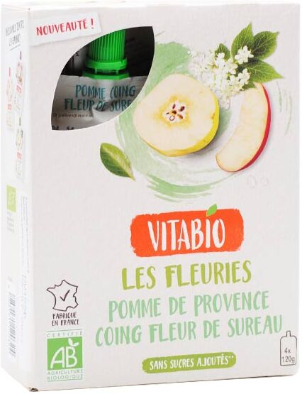 Vitabio Gourdes 100% Pomme Coing Fleur de Sureau 4 x 120g