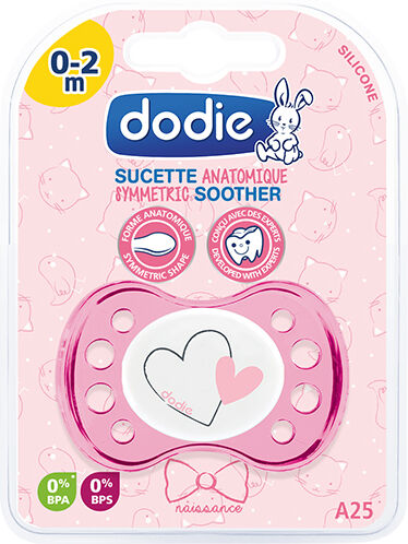 Dodie Sucette Naissance Anatomique Silicone Coeur Rose 0-2 Mois A25