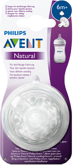 Avent Natural Tétines Silicone Liquide Épais +6m Lot de 2