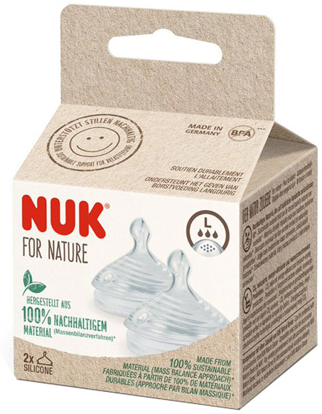 Nuk For Nature Tétine Silicone Taille L Débit Rapide Lot de 2