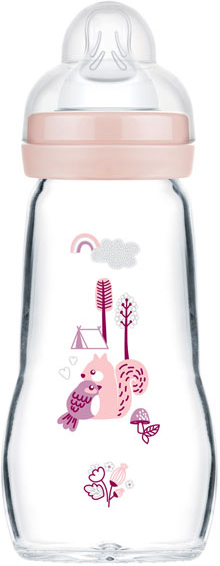 MAM Biberon Verre +2m Oiseau Rose 260ml