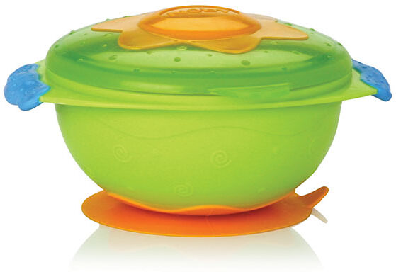 Nuby Assiette Profonde Ventouse Couvercle Vert +9 mois