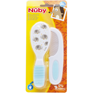 Nuby Set de Peigne et Brosse Bleu Motifs Bateaux