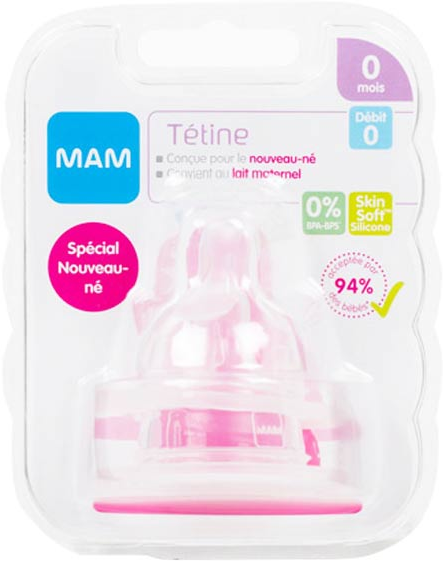 MAM Accessoires pour Biberons Tétine Silicone Débit 0 +0m 2 unités