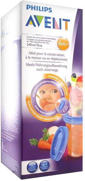 Avent Pots de Conservation Lait Maternel Réutilisables 5 x 240ml