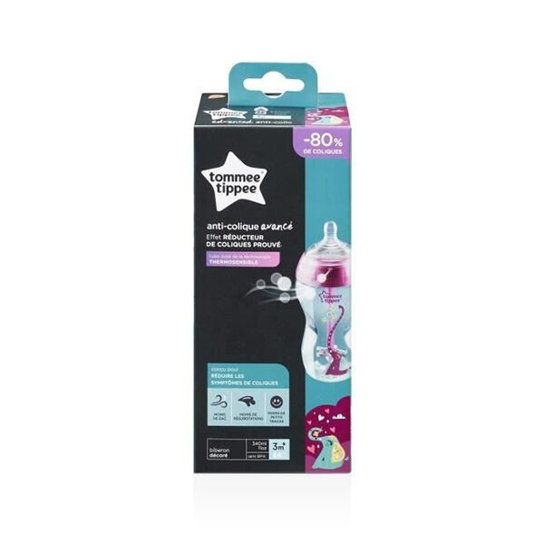 Tommee Tippee Biberon Anti-Colique Avancé Décoré Fille 340ml