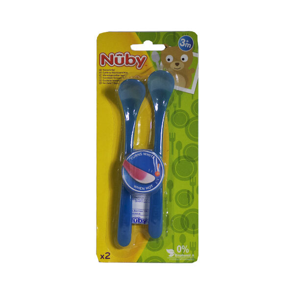 Nuby Cuillère Thermosensible +3m Bleu Lot de 2