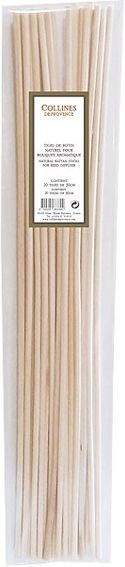 Collines de Provence Tiges Rotin Blanc 21cm 20 tiges