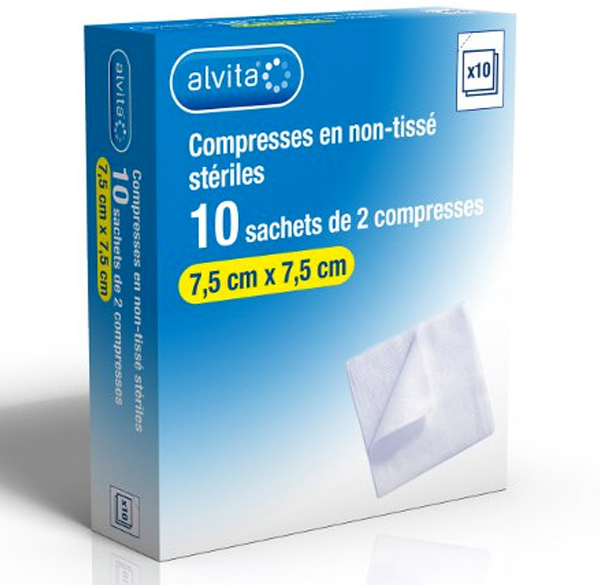 Alvita Compresse Non-Tissée 7,5 x 7,5cm Lot de 10 x 2 unités