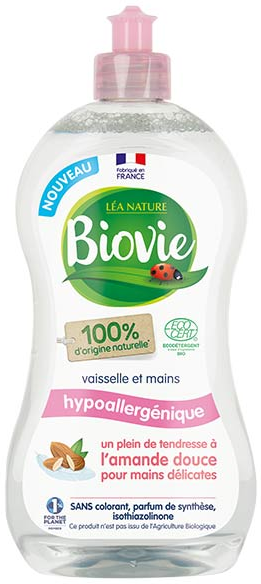 Biovie Vaisselle Mains Hypoallergénique Huile d'Amande Douce Bio 500ml