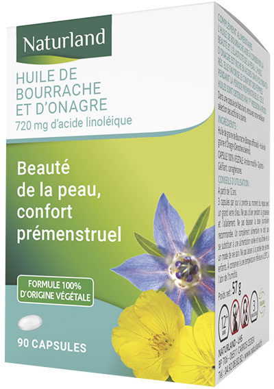 Naturland Huile de Bourrache et d'Onagre Bio 90 capsules