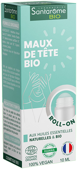 Santarome Bio Roll on Maux de tête Bio Huiles essentielles 10 ML