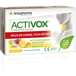 Arkopharma Activox Maux de Gorge Arôme Citron 24 comprimés à