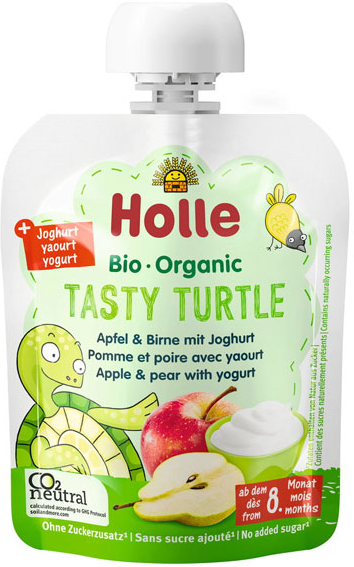 Holle Gourde Yaourt Tasty Turtle Pomme Poire +8m Bio 85g