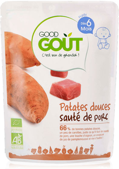 Good Goût Plat Patates Douces Sauté de Porc +6m Bio 190g