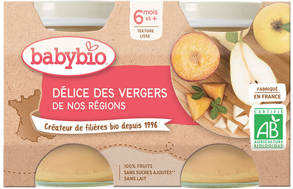 Babybio Fruits Pot Délice des Vergers +6m Bio 2 x 130g