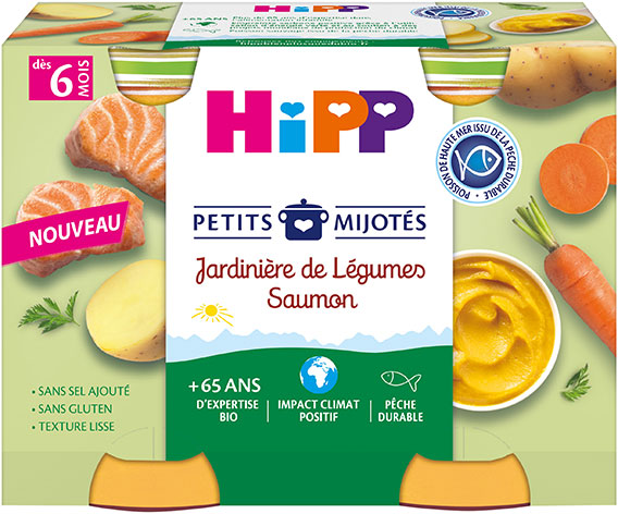 Hipp Petits Mijotés Jardinière de Légumes Saumon Bio 2x190g