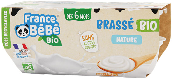 France Bébé Nutrition Brassés Yaourt Nature Bio 4 x 100g