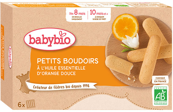 Babybio Boudoirs à l'Huile Essentielle d'Orange Douce +8m Bio 120g