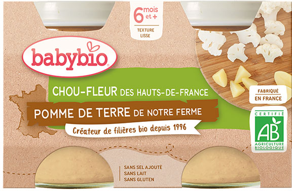 Babybio Légumes Pot Chou Fleur Pomme de Terre +6m Bio 2 x 130g