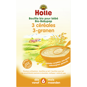 Holle Bouillie 3 Cereales Sans Gluten Bio +6m 250g