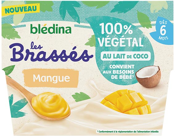 Blédina Les Brassés 100% Végétal Mangue Lot de 4 x 95g