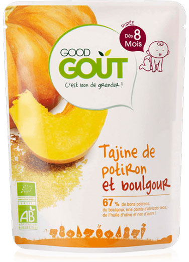 Good Goût Plat Tajine de Potiron et Boulgour +8m Bio 190g