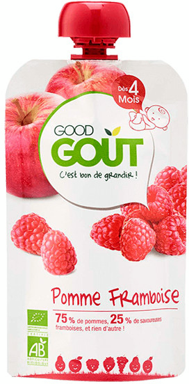 Good Goût Gourde Compote de Fruits Pomme Framboise +4m Bio 120g