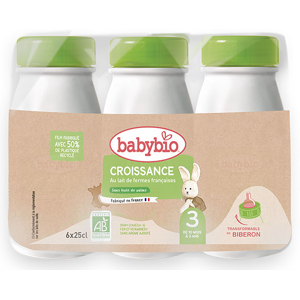 Babybio Lait Croissance Liquide 3ème Âge Bio 6 x 25cl - Publicité