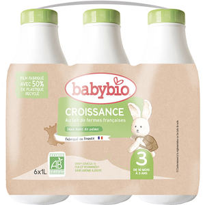 Babybio Lait Croissance Lait de Vache 3ème Âge Bio 6 x 1L - Publicité