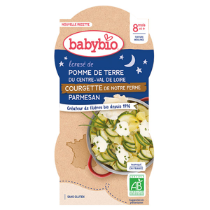 Babybio Repas Soir Bol Pomme de Terre Courgette +8m Bio 2 x 200g - Publicité