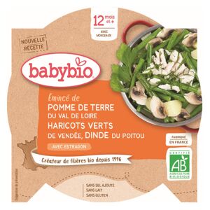 Babybio Repas Midi Assiette Pomme de Terre Haricots Verts Dinde +12m Bio 230g - Publicité