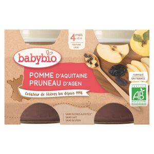 Babybio Fruits Pot Pomme Pruneau +4m Bio 2 x 130g - Publicité