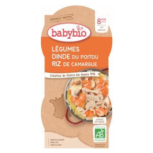 Babybio Repas Midi Bol Mijoté Légumes Dinde Riz +8m Bio 2 x 200g - Publicité